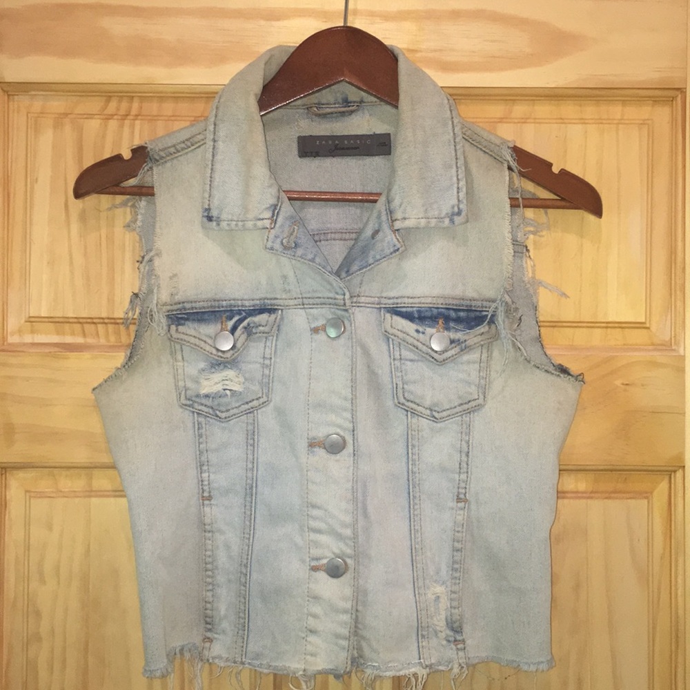 Distressed Zara denim vest